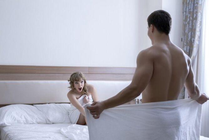 woman admires the size of the penis